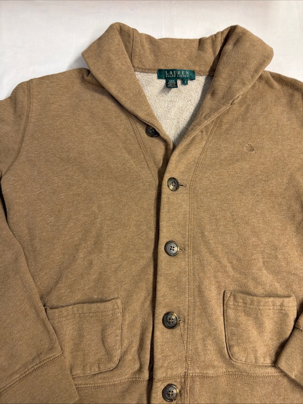 Ralph Lauren Men's Shawl Collar Button-Up Jacket - Camel Brown